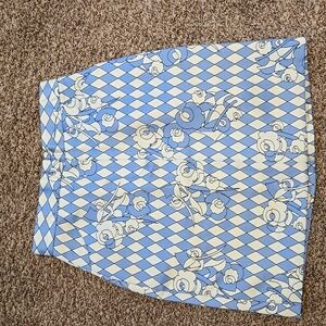 Shantall Lacayo Floral Patterned Blue and Cream Skirt